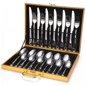 24pcs Stainless Steel Knife Fork Spoon Dinnerware Set 